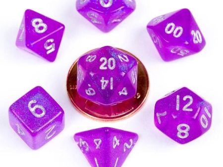 Mini Polyhedral Dice Set Stardust Purple Online Sale