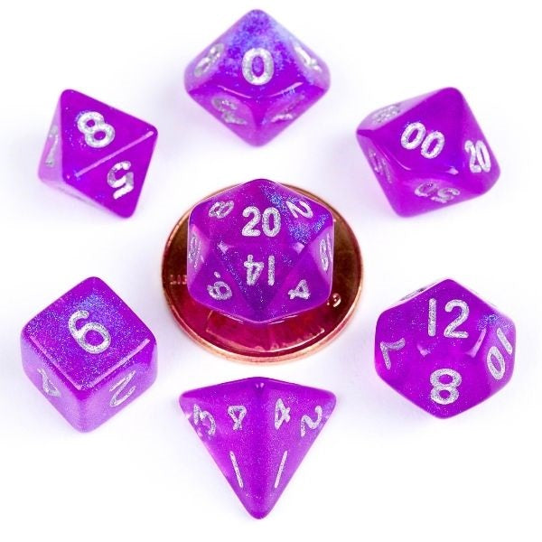 Mini Polyhedral Dice Set Stardust Purple Online Sale