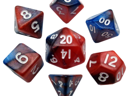 Mini Polyhedral Dice Set Red Blue with White numbers Online now